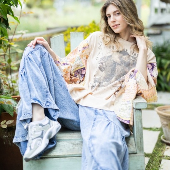 Bluevelvet Cowgirl Boots Western Kantha Cotton Sleeves Top - Picture 3 of 5